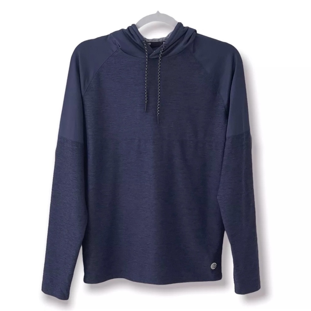 Hoodie Men’s Drawstring Pullover S Long Sleeve Navy Stretch Logo